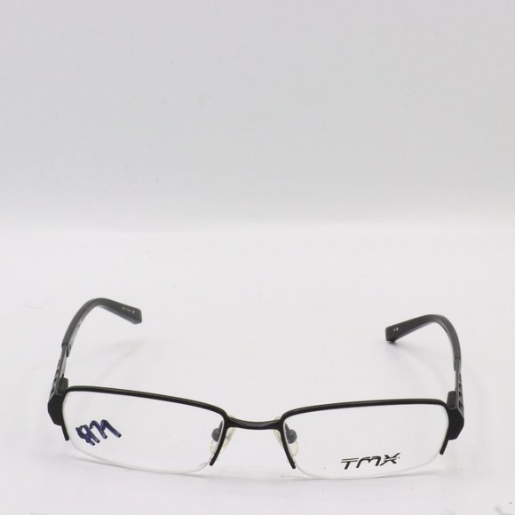 Black Rectangle Half Rim Dad Glasses Frames Vintage Deadstock Timex 49 17 135 - Picture 1 of 2